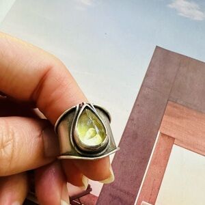 Golden Quartz Sterling Silver Acid Queen Ring Boho